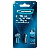 Бита магнитная GROSS 11455 PH2 25mm для гипсокартона