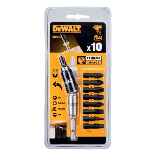 Шарнирный держатель бит DeWALT DT70518 IMPACT с набором бит