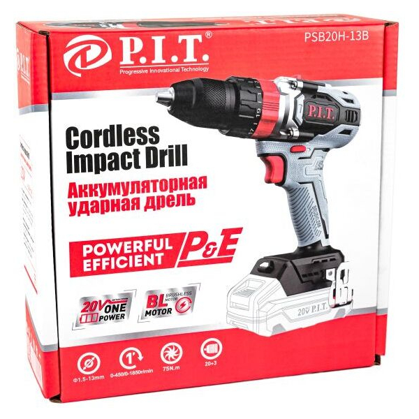 Дрель-шуруповерт P.I.T. PSB20H-13B OnePower 20V