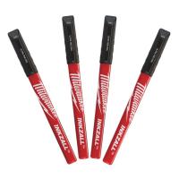 Промышленные ручки с тонким кончиком, 4 штуки, черные Milwaukee, 48223164